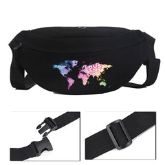 Women's Canvas Travel Bag Map Pattern Shoulder Chest Waist Messenger Bag