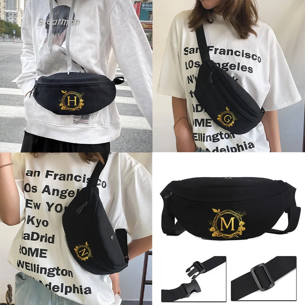 Women's Shoulder Bag Chest Bag Waist Bag Messenger Bag Wreath Pattern Canvas Bag