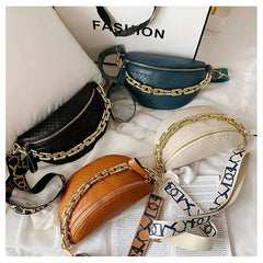Women's Waist Chest Bag PU Leather Fanny Pack Messenger Shoulder Bag