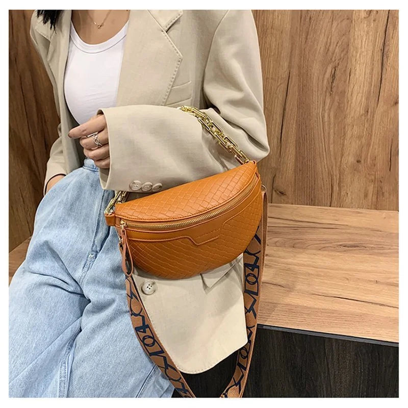 Women's Waist Chest Bag PU Leather Fanny Pack Messenger Shoulder Bag