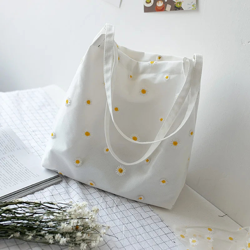 Canvas Women Shoulder Bags INS Lace Mesh Tote Bag Handbags