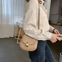 Female Bag Casual Lock Saddle Bag Shoulder Messenger Bag Retro Style