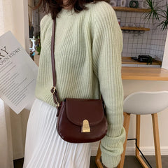Female Bag Casual Lock Saddle Bag Shoulder Messenger Bag Retro Style