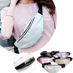 Female Holographic Waist Bag Pink Laser Fanny Pack Belt Chest Bag