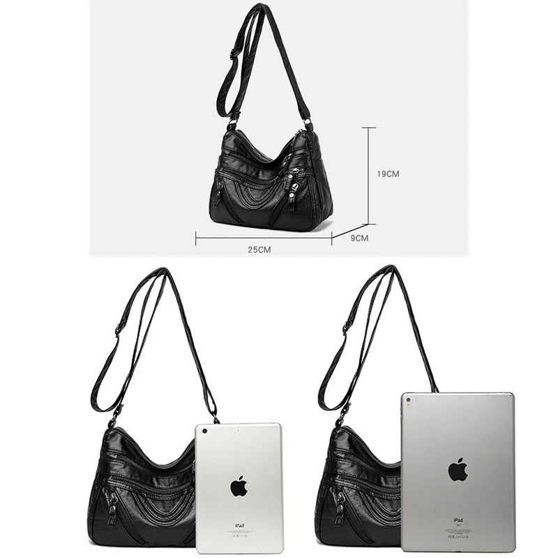 Women's Crossbody Messenger Bag High PU Leather Purse Pocket Shoulder Bag