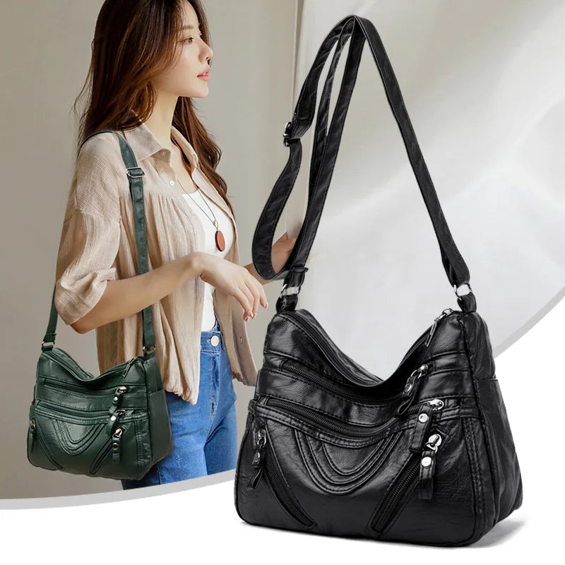 Women's Crossbody Messenger Bag High PU Leather Purse Pocket Shoulder Bag