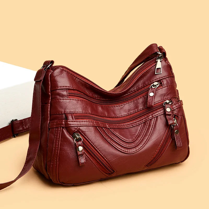 Women's Crossbody Messenger Bag High PU Leather Purse Pocket Shoulder Bag