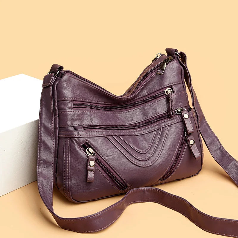 Women's Crossbody Messenger Bag High PU Leather Purse Pocket Shoulder Bag