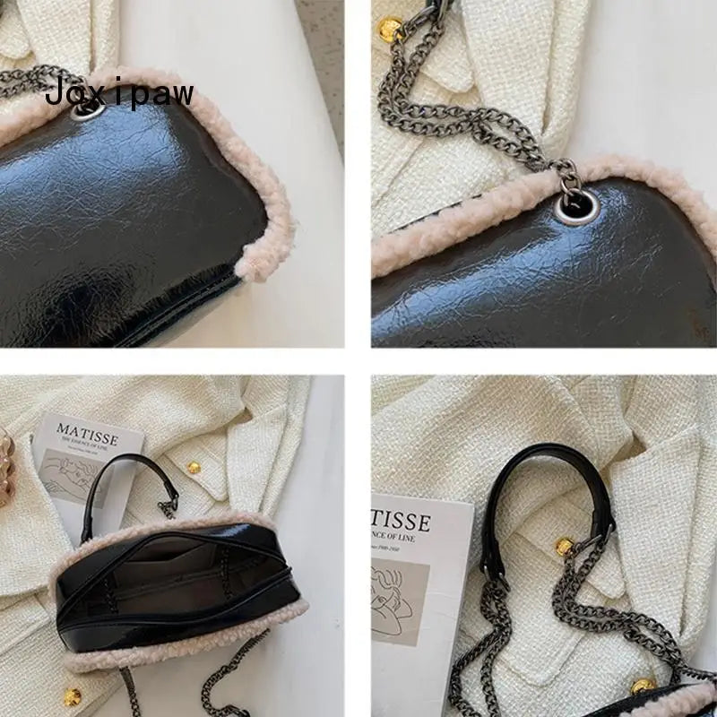 Vintage Plush Square Tote Bag - Large Capacity Handbag for Women