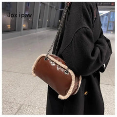 Vintage Plush Square Tote Bag - Large Capacity Handbag for Women