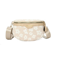 Floral Soft Fabric Waist Bag Fanny Packs For Women Beaded Casual Waist Pack