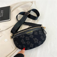 Floral Soft Fabric Waist Bag Fanny Packs For Women Beaded Casual Waist Pack