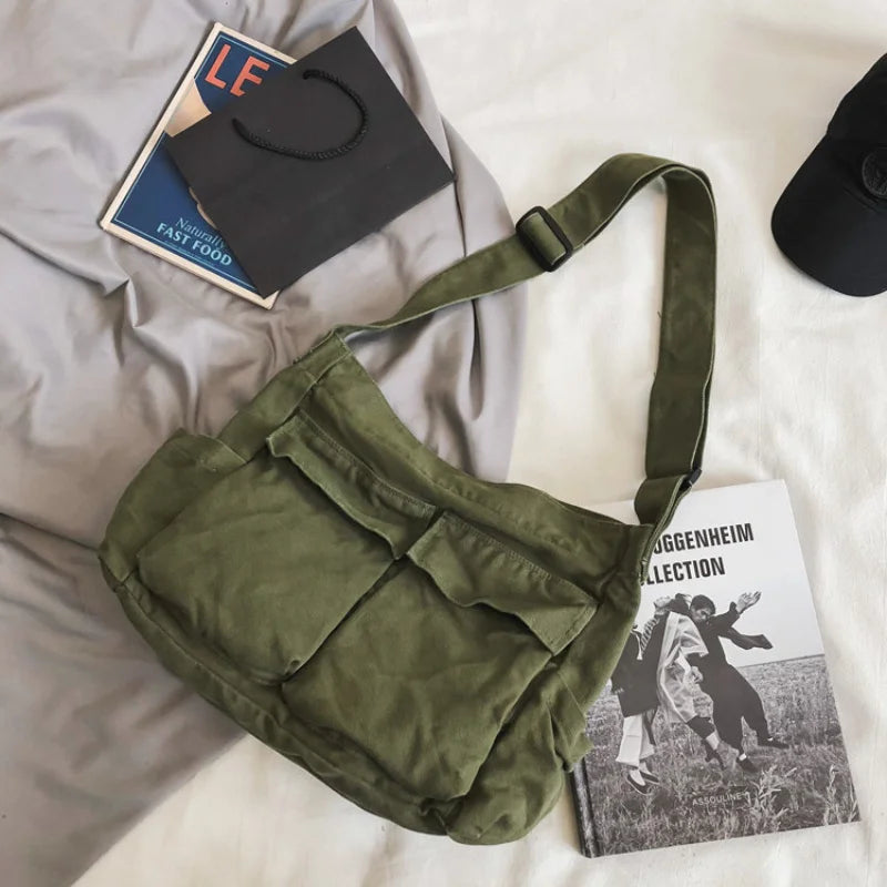 Canvas Girl Handbag Shoulder Bags Teenager Women Messenger Bags