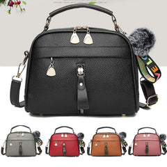 Girl Messenger Bags with Fair Ball Tassel PU Leather Handbag for Women