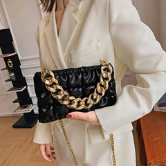 Green Chain Small Clutch PU Leather Crossbody Shoulder Bag
