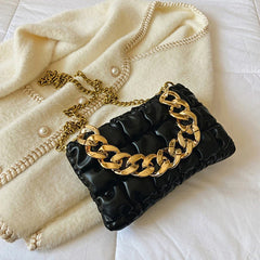 Green Chain Small Clutch PU Leather Crossbody Shoulder Bag