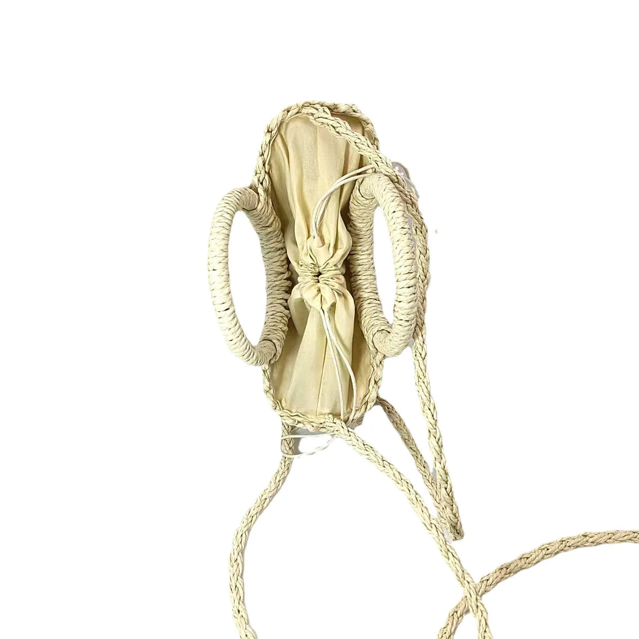 Women Beach Weaving Straw Bag Moon Shaped Top Handle Handbags Totes