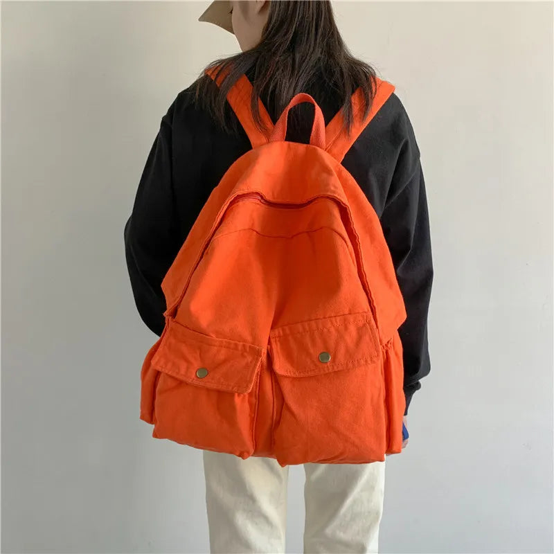 Harajuku Canvas Backpack for Women Outdoor School Bag