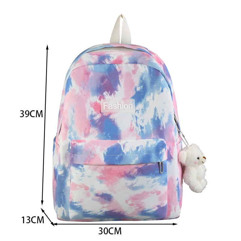 Harajuku Colorful Print Nylon Backpack for Women