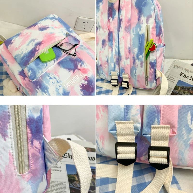 Harajuku Colorful Print Nylon Backpack for Women