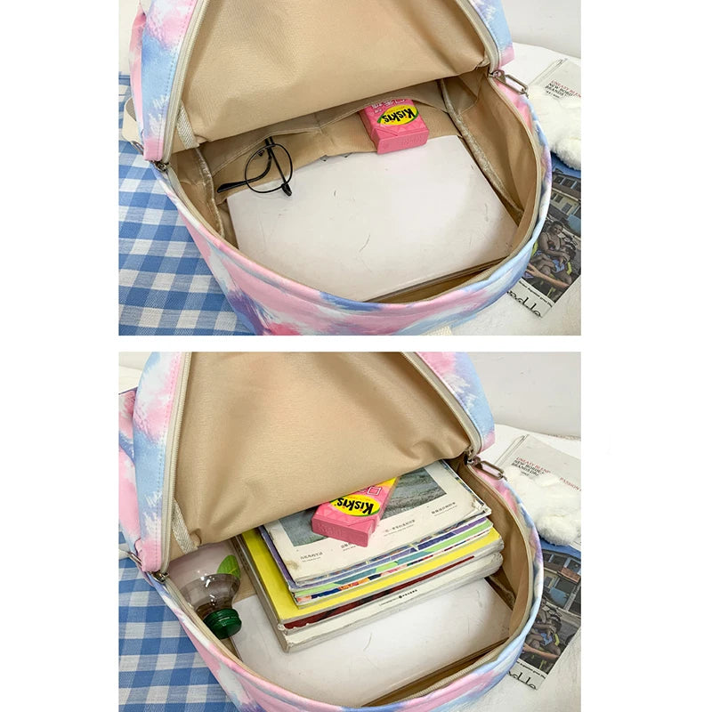 Harajuku Colorful Print Nylon Backpack for Women