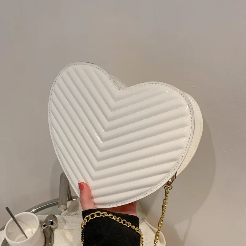 Heart Shaped Laser Shoulder Bag Chain Crossbody Bags for Women