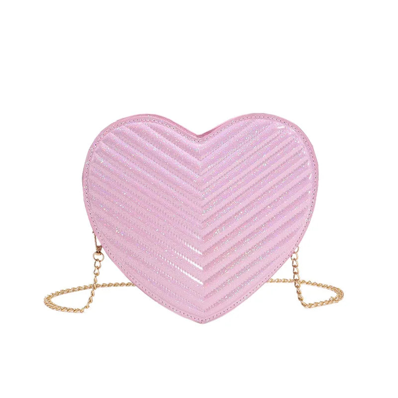 Heart Shaped Laser Shoulder Bag Chain Crossbody Bags for Women
