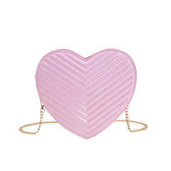 Heart Shaped Laser Shoulder Bag Chain Crossbody Bags for Women