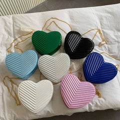 Heart Shaped Laser Shoulder Bag Chain Crossbody Bags for Women