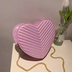 Heart Shaped Laser Shoulder Bag Chain Crossbody Bags for Women