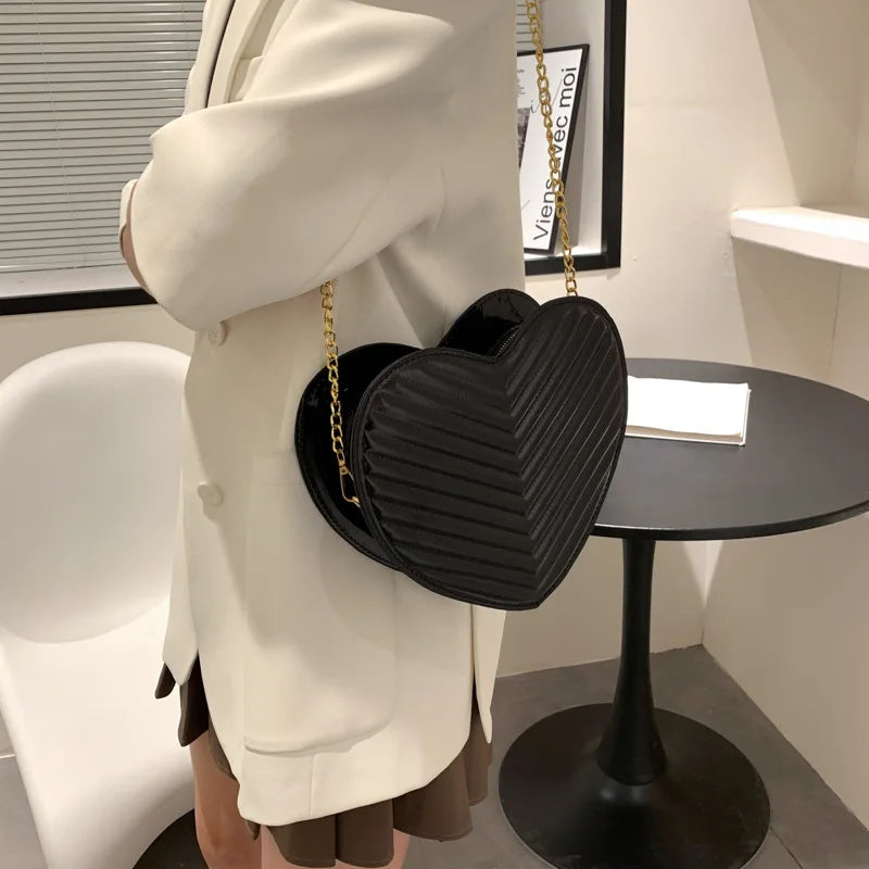 Heart Shaped Laser Shoulder Bag Chain Crossbody Bags for Women