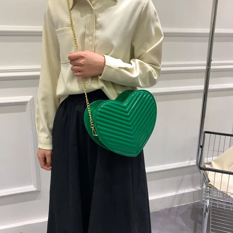 Heart Shaped Laser Shoulder Bag Chain Crossbody Bags for Women