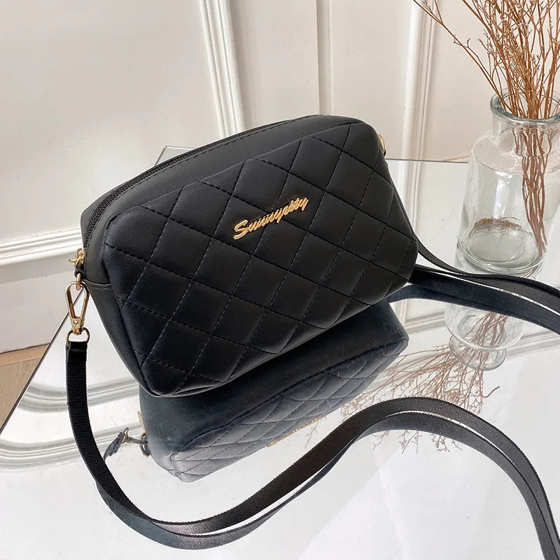 Women's Embroidered Shoulder Bag Rhombus Diagonal Small Mobile Phone Bag