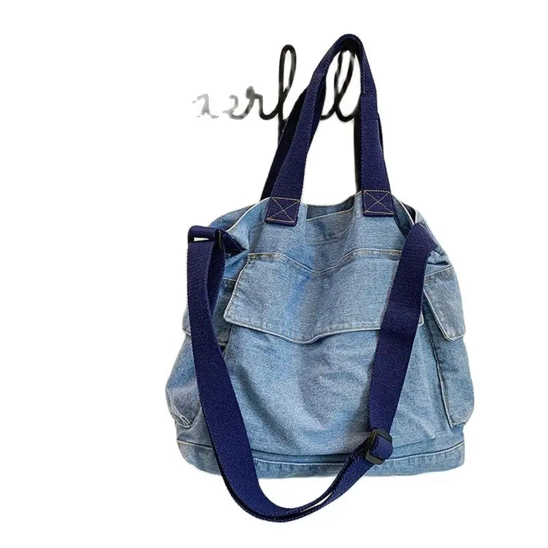 High Women Denim Shoulder Bags Vintge Book Bags For Girls