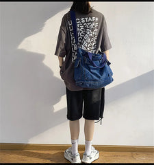 High Women Denim Shoulder Bags Vintge Book Bags For Girls