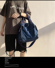 High Women Denim Shoulder Bags Vintge Book Bags For Girls