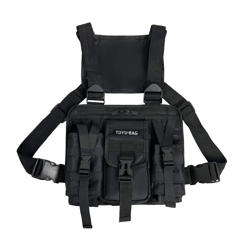 HipHop Vest Streetwear Bag For Men Multi-pocket Tactical Chest Outdoor Bullet