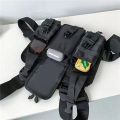 HipHop Vest Streetwear Bag For Men Multi-pocket Tactical Chest Outdoor Bullet