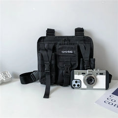 HipHop Vest Streetwear Bag For Men Multi-pocket Tactical Chest Outdoor Bullet
