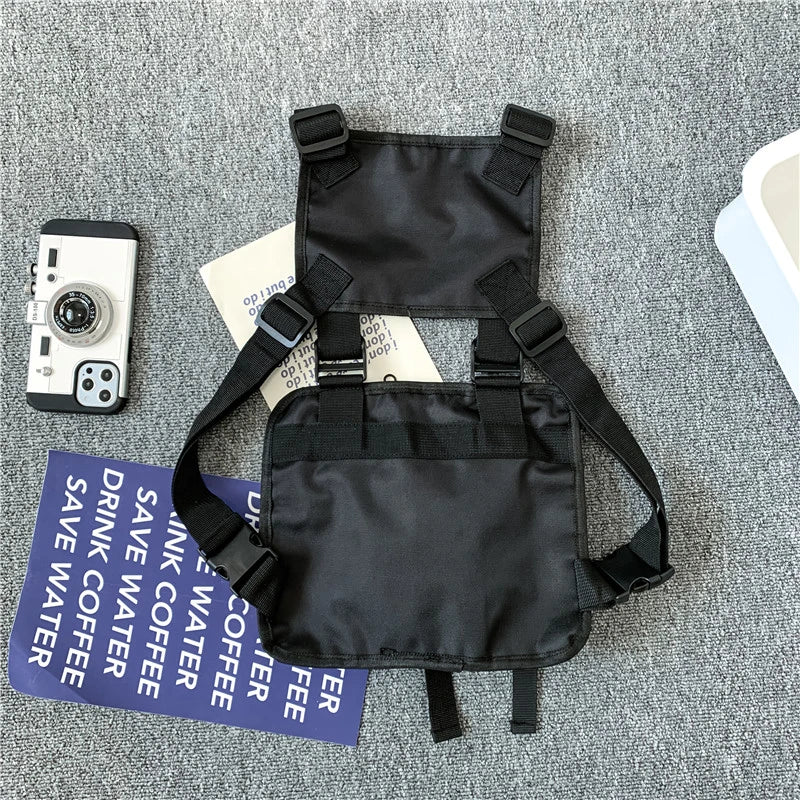 HipHop Vest Streetwear Bag For Men Multi-pocket Tactical Chest Outdoor Bullet