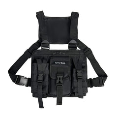 HipHop Vest Streetwear Bag For Men Multi-pocket Tactical Chest Outdoor Bullet