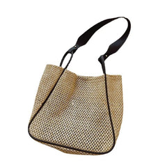 Summer Women's Woven Underarm Bag Bucket Straw Woven Beach Handbag