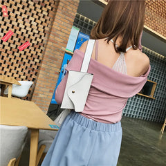 Women Leather Waist Bag Pure Ring PU Messenger Shoulder Chest Pochete