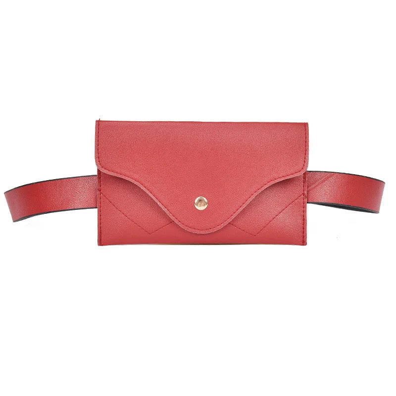 Women Leather Waist Bag Pure Ring PU Messenger Shoulder Chest Pochete