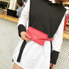 Women Leather Waist Bag Pure Ring PU Messenger Shoulder Chest Pochete