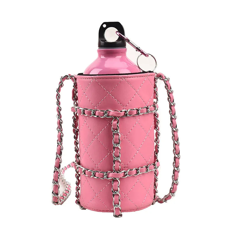 Hot Pink Water Bottle Pouch Crossbody Bag