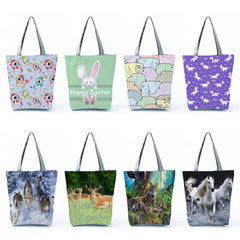 Animal Print Ladies Tote Bag Horse And Elephant Customizable School Teacher
