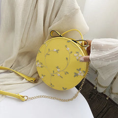 Sweet Lace Round Handbag High PU Leather Crossbody Bags for Women