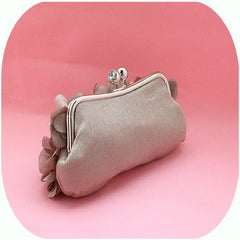 Elegant Silk Satin Evening Bag with 3D Big Flower