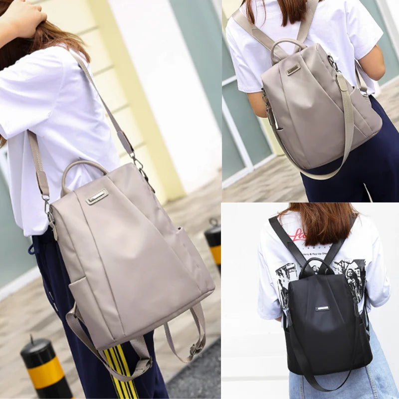 Hot Women's Backpack Casual Nylon Solid School Bag
